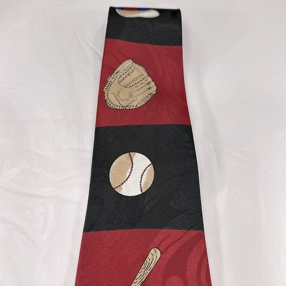 A. Rogers Designs - Red & Black Baseball Themed Mens Necktie ⭐️ NWT - Picture 4 of 7